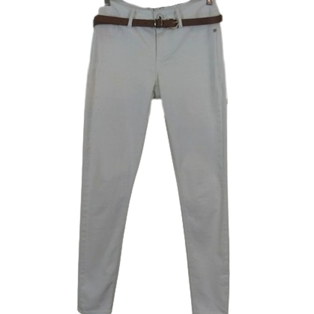 Maurices White Jeans Skinny Jeans Cotton Jegging Neutral Pants & Brown Belt